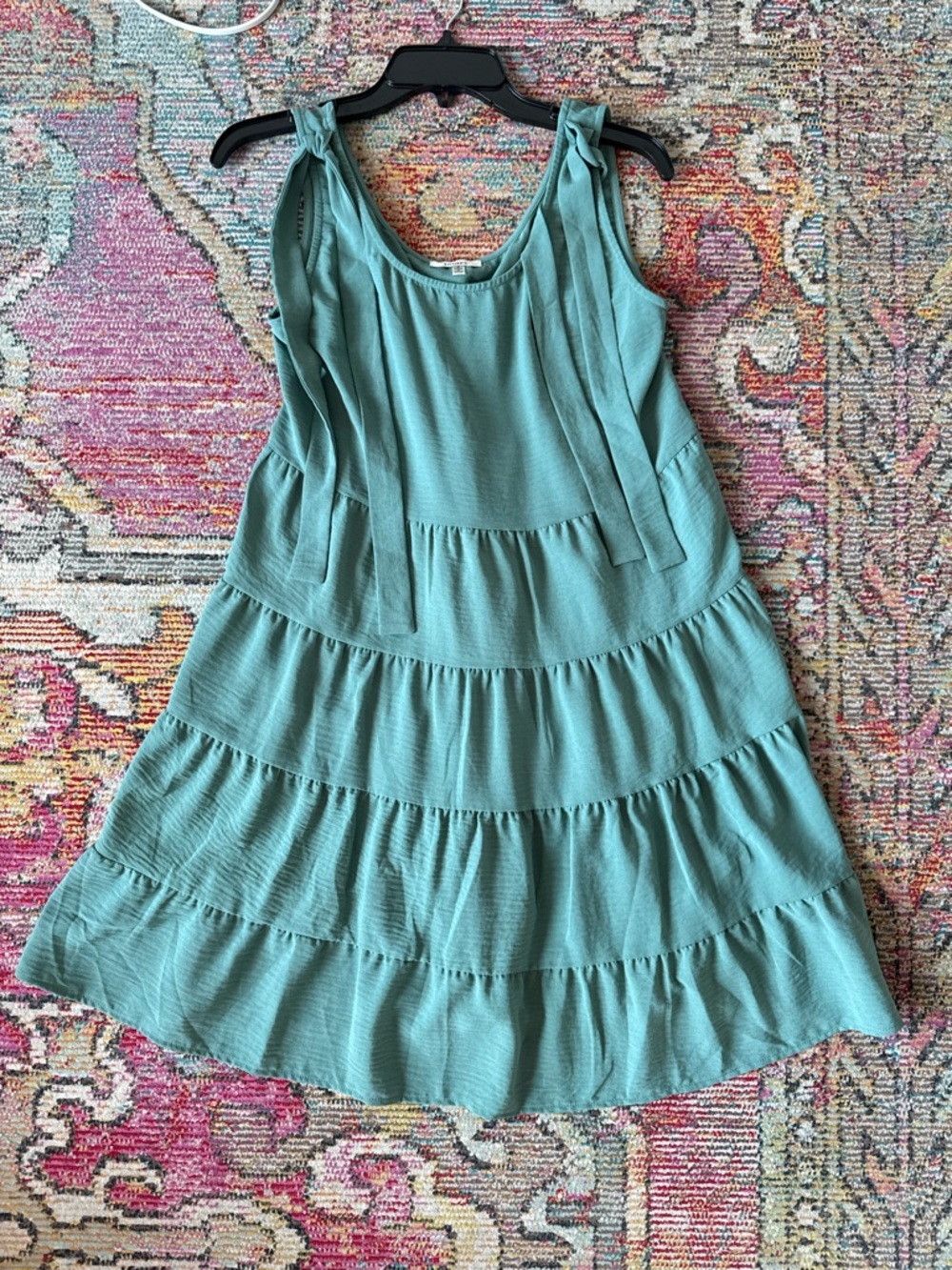 Women’s ' Teal Tiered Tie-Shoulder Dress